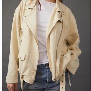 Free People Brand Cream Biker Jacket vanilla cream ,Size Small Moto Jacket Rebel